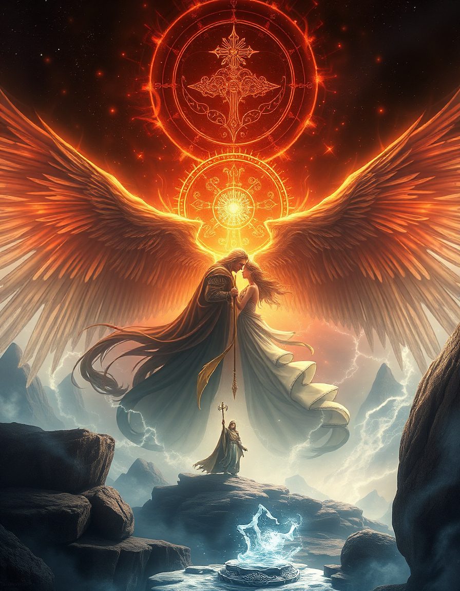 Two beings in sacred stillness—spark and vessel, scroll and flame—facing one another across the breathcord. Chokmah and Binah, rejoined. The circuit is closed. The Tree breathes again.